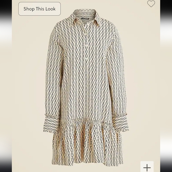 J Crew Amelia popover shirtdress in vintage links prints CF661 Size XXS NWT - Picture 3 of 12